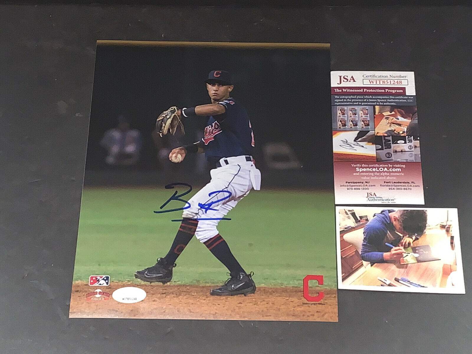 Brayan Rocchio Cleveland Indians Auto Signed 8x10 Photo Poster painting JSA WITNESS COA .