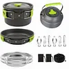 Camping Cookware Mess Kit Serves for 2-3 Person for Hiking Picnic (Green)