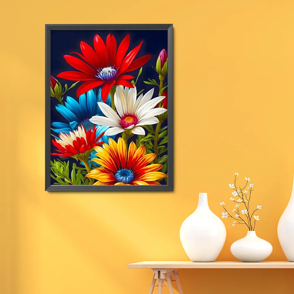 9CT Full Stamped Cross Stitch Bead Embroidery- Flower(Canvas|40*53CM)