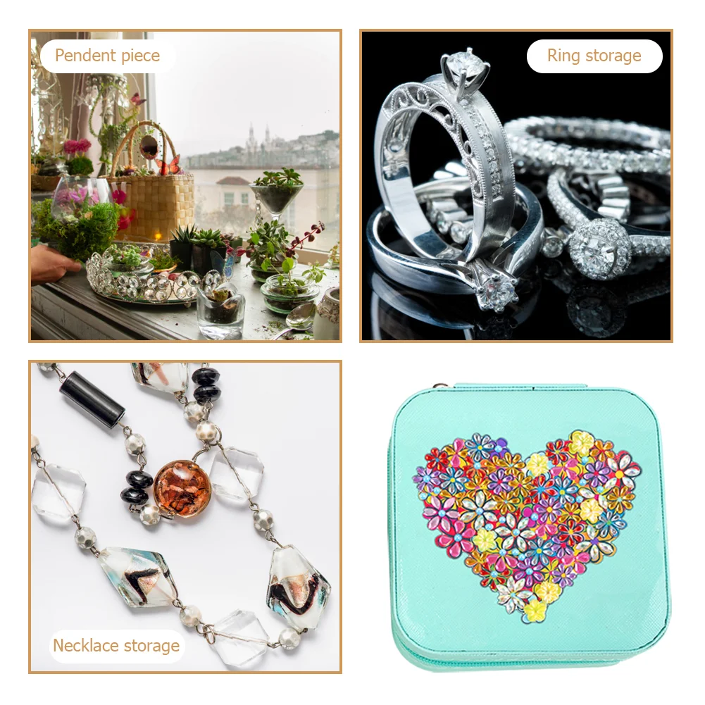 DIY 5D Rhinestone Jewelry Storage Box Special Shape Diamond Case (Heart)