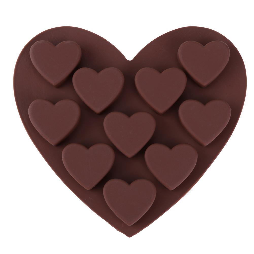 

10 Holes Heart-Shape Chocolate Cake Mold Diy Fondant Decor Tool Ice Mould, 501 Original
