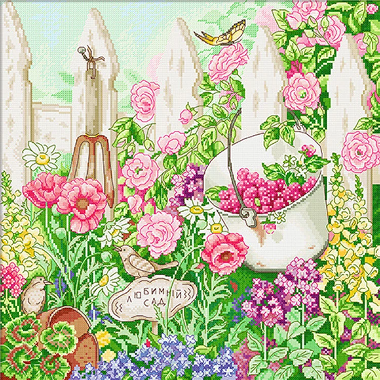 Spring Brand - Favorite Garden 11CT Stamped Cross Stitch 57*55CM(73Colors)