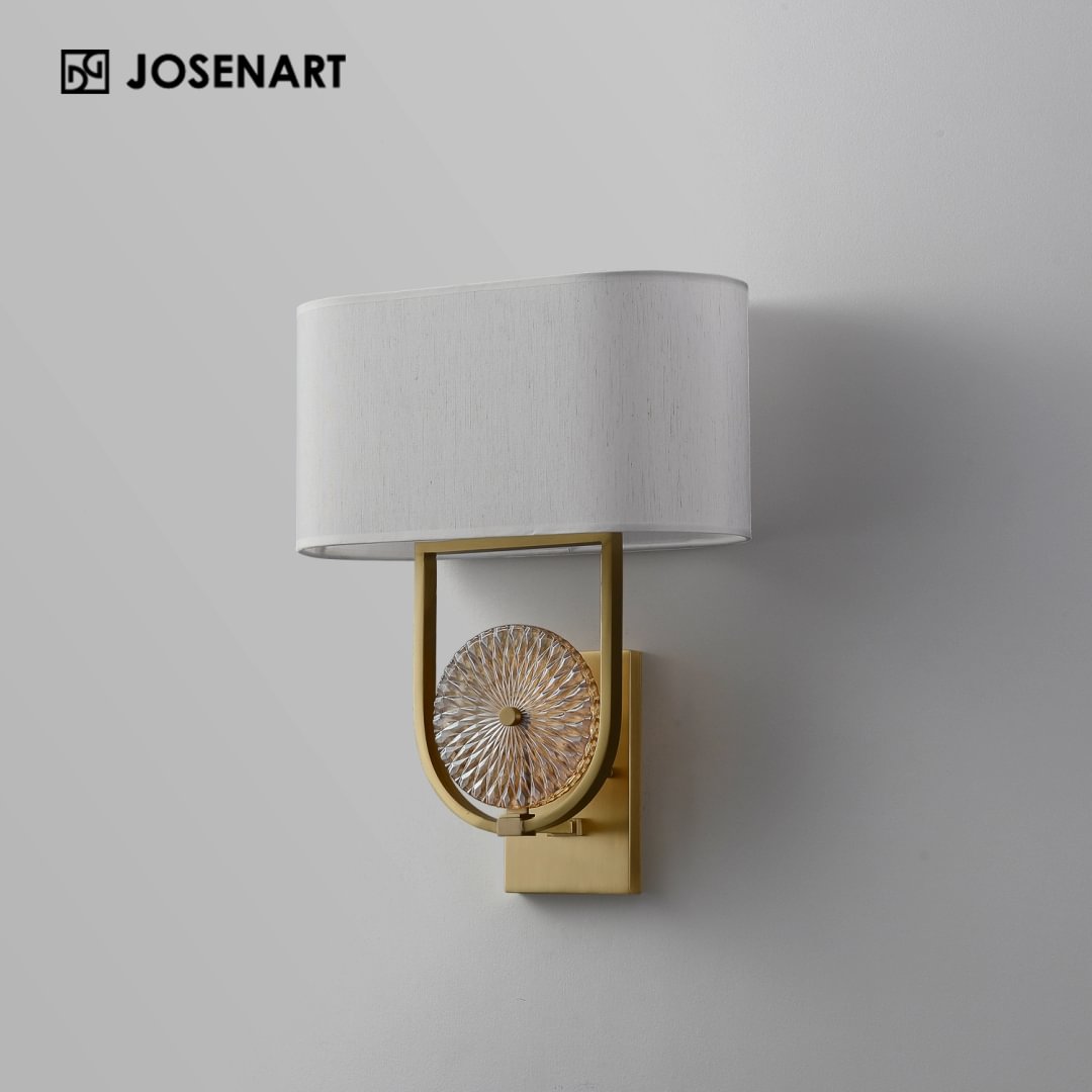 Modern Fabric Shade Sconce with a Flower Base
