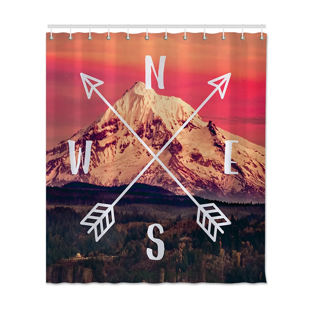 Shower Curtain Printed Mountain Pink Sky Bathroom Polyester Shower Curtain Waterproof Bathroom Shower Curtain With Hooks Decor
