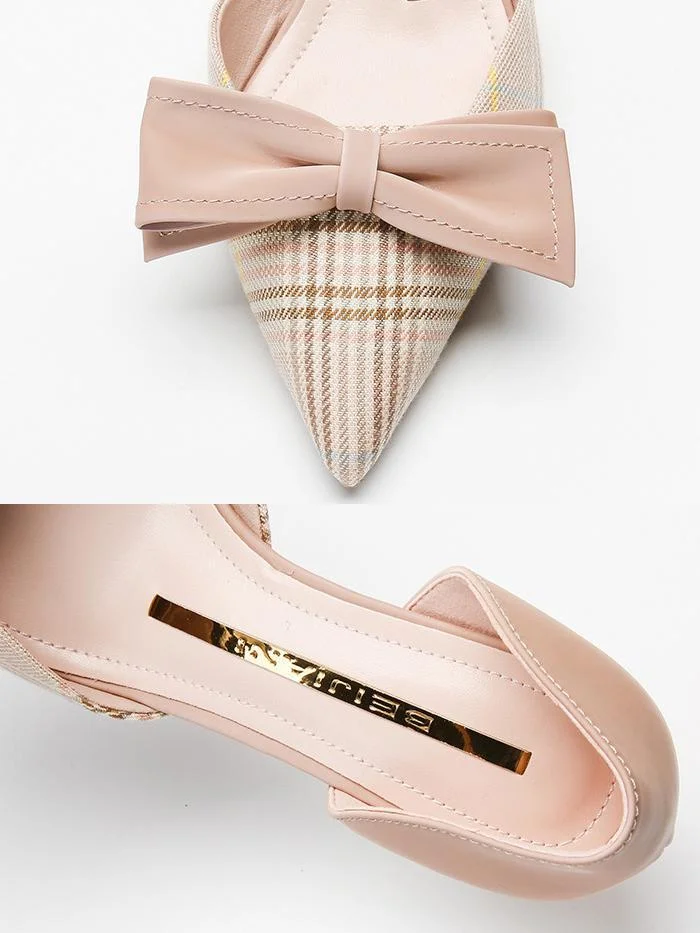 Elegant bow-knot pointed mid-heel single shoes stiletto single shoes