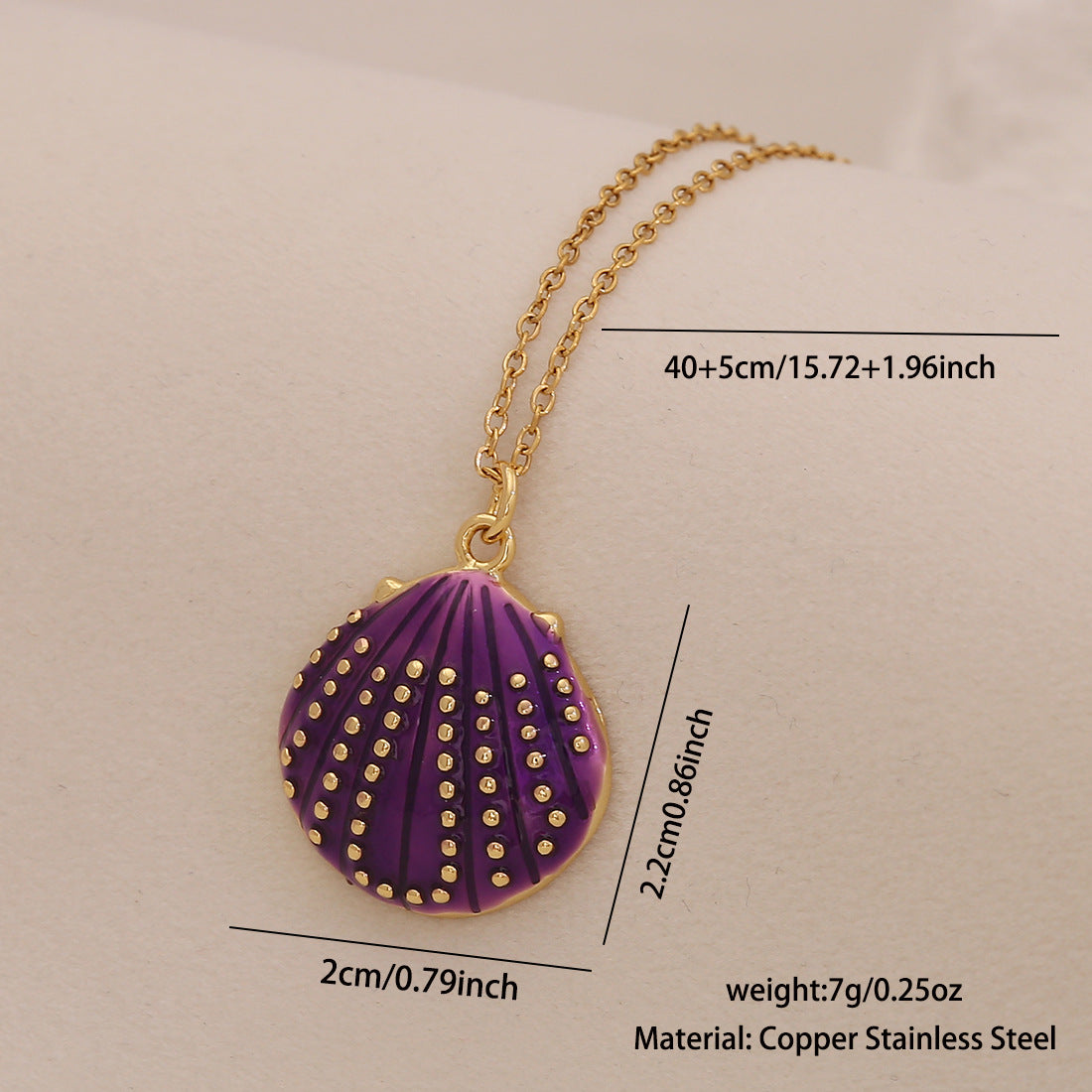 Oil Dripping Conch Starfish Pendant Necklace Beach Holiday Metal Stainless Steel Necklace N1555