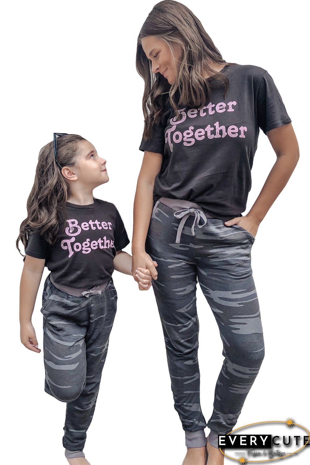 Mom&rsquo;s Family Matching Two-piece Letter Camo Print Short Sleeve Lounge Set