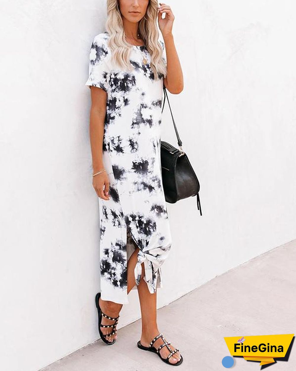 Women Tie Dye Knit Midi Dress