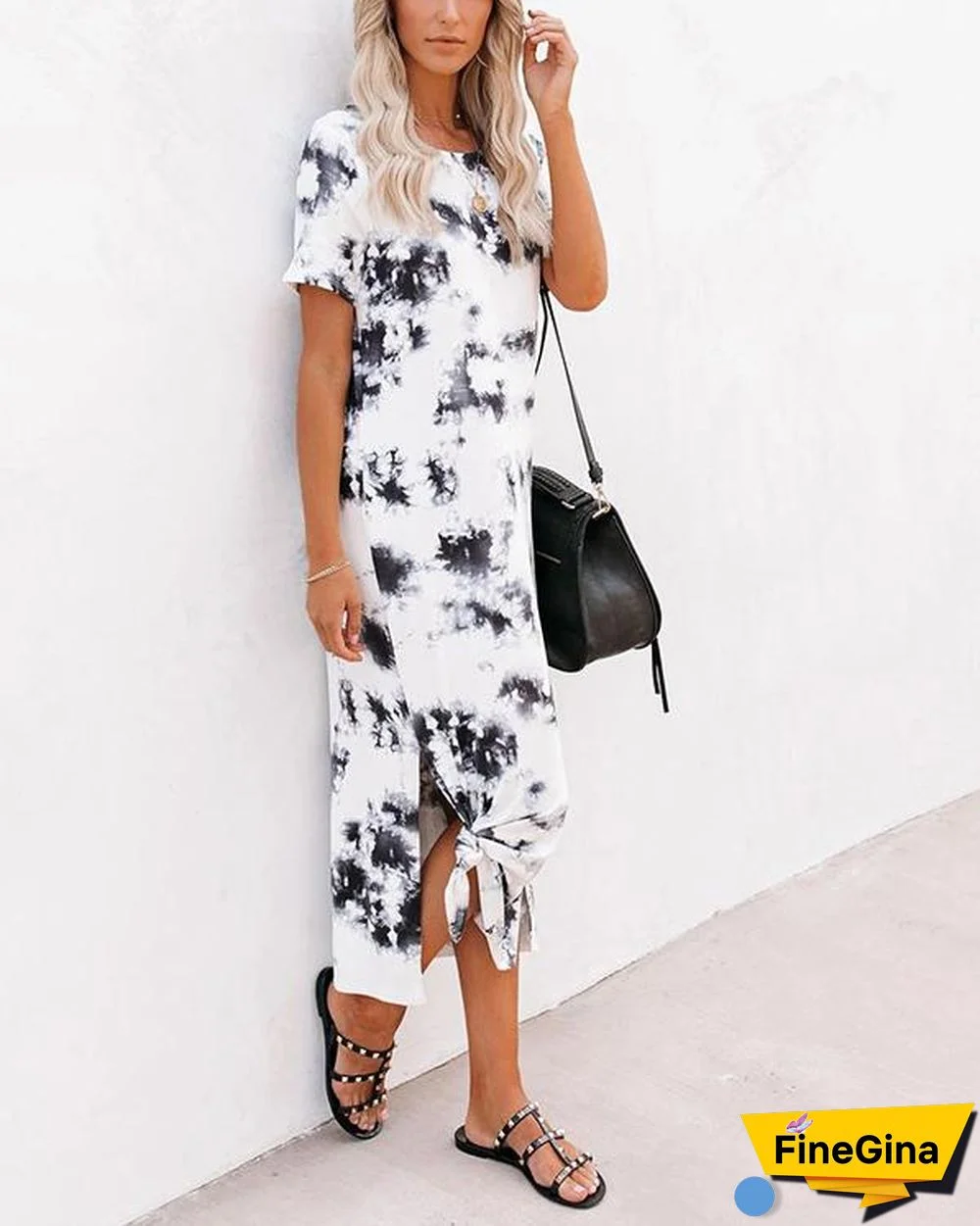 Women Tie Dye Knit Midi Dress