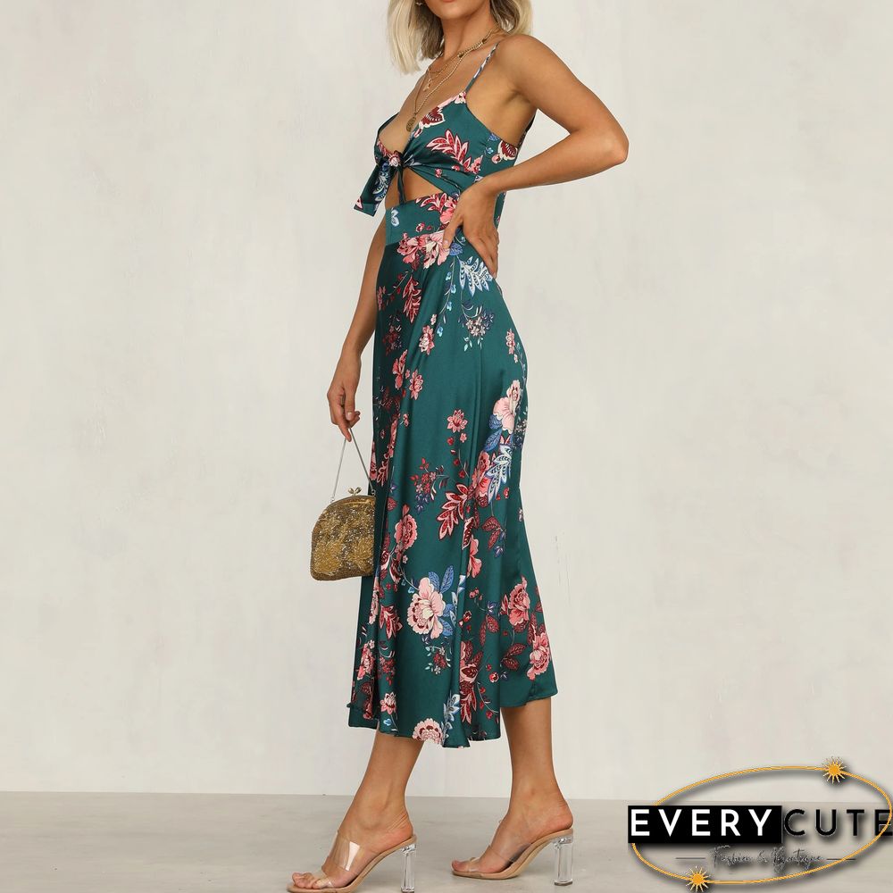 Stylish Temperament Printed Knotted Camisole Dress