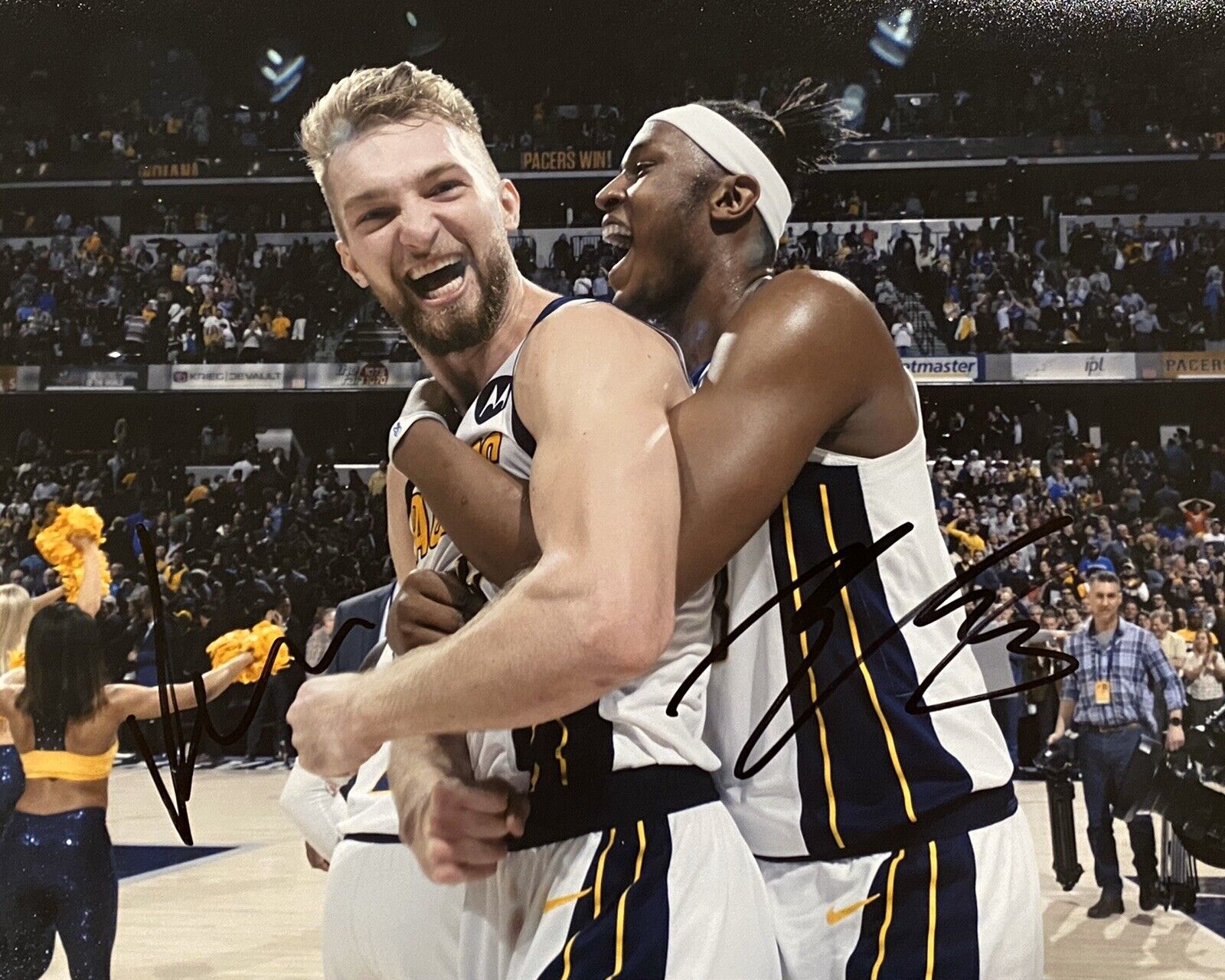 EXACT PROOF DOMANTAS SABONIS + MYLES TURNER Signed Autographed PACERS 8x10 Photo Poster painting