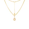 18K Yellow Gold 5ct Elongated Cushion Cut Lab Diamond Bezel Pendant Necklace with Beads Chain