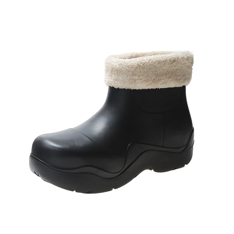 Winter Women Waterproof Snow Boots Flat Platform Chunky Heel Warm Fur Lining Thick Sole Round Toe Trend Design Shoes Ladies 2021