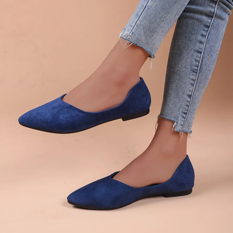 Breakj Breakj New Flat-Soled Single Shoes Women's Shoes Large-Size Bean Shoes Light-Mouthed Sharp Casual Light Single Shoes