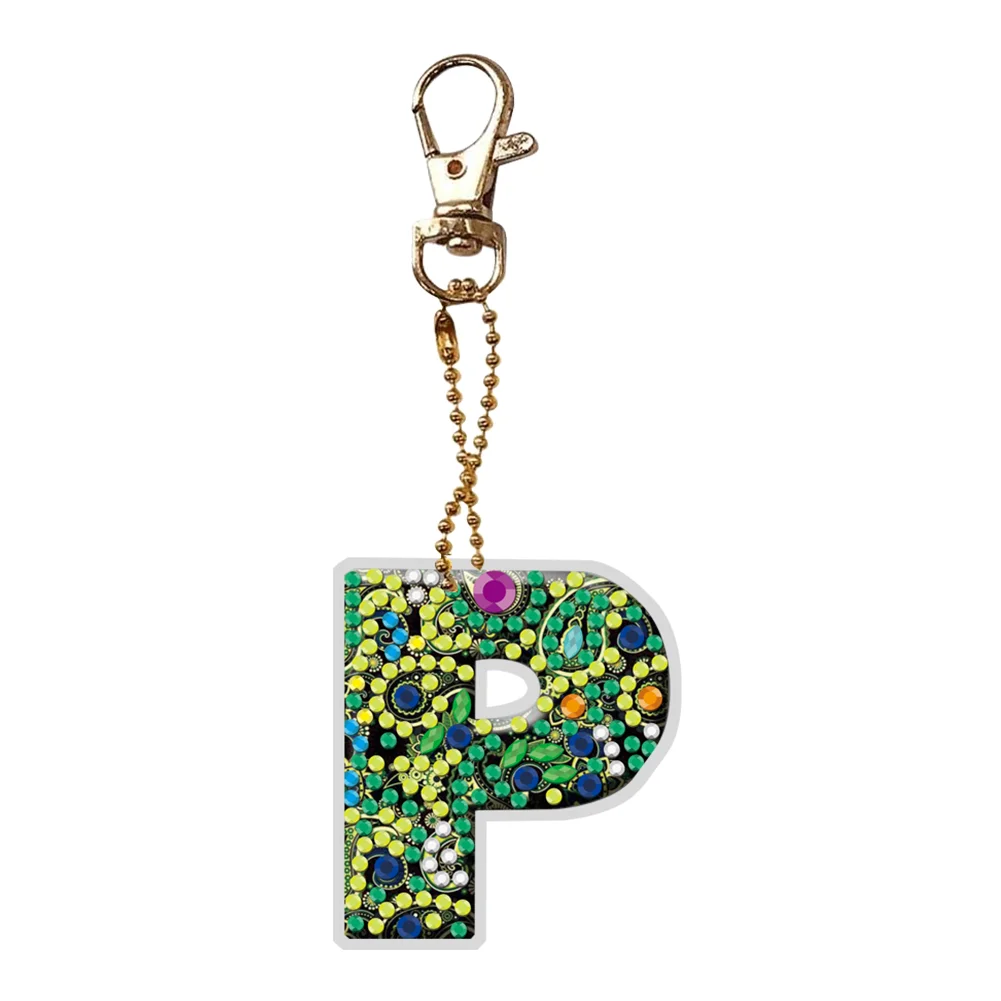 DIY Handmade Gem Keychains Letters Lady Bag Pendant