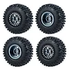 AMK 4Pcs 1.0" Rubber All Terrain 7.5mm Hex Wheels and Tires 25x54x24mm for 1/24 RC Crawler Cars Axial SCX24 90081 AXI00001 AXI00002 AXI00004 1/18 TRX4M (Blue)