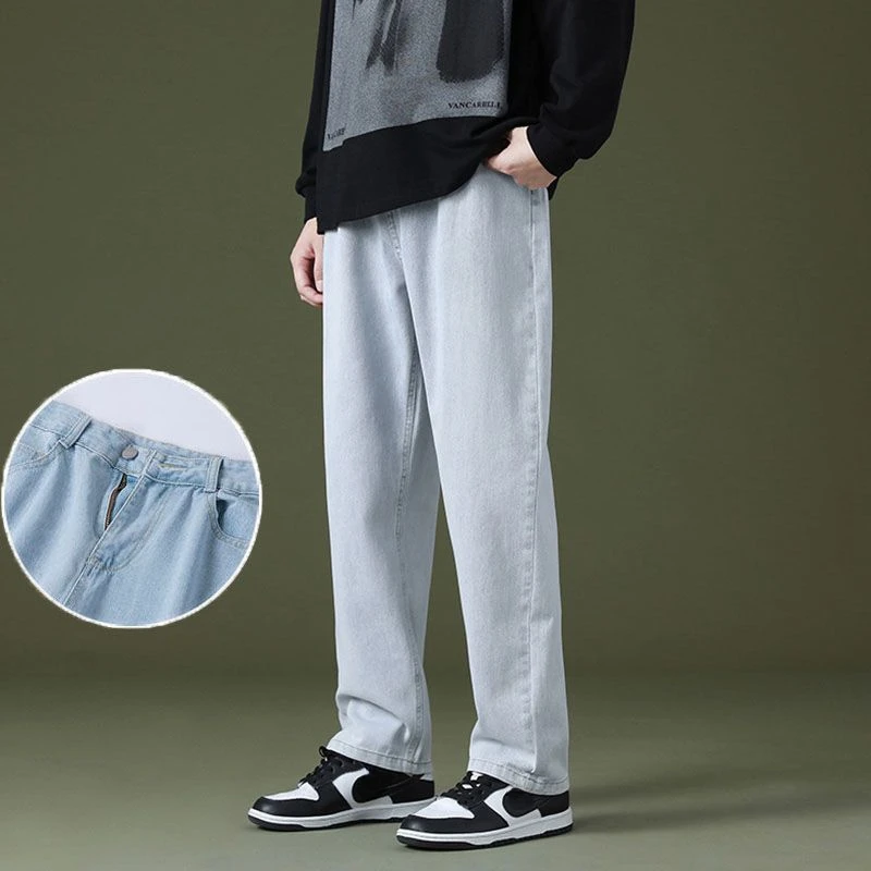 Tomroads Male Cowboy Pants with Pockets Trousers Cropped Straight Jeans for Men Stylish High Quality Baggy New in Aesthetic Cheap Loose