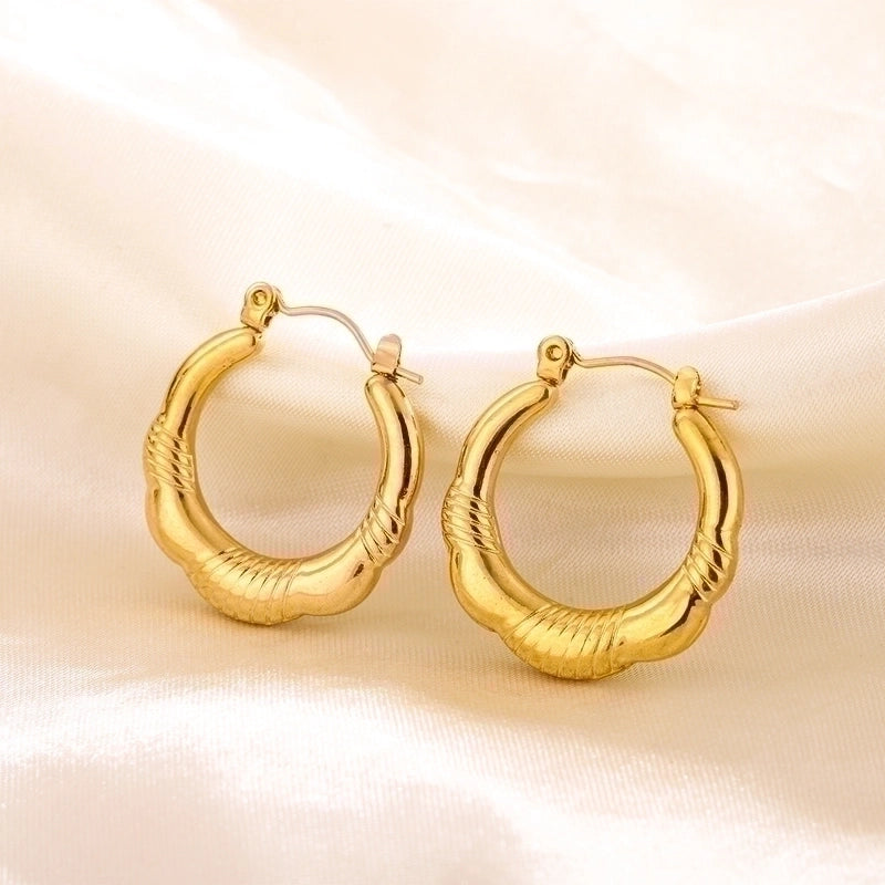 1 Pair Vintage Style U Shape Geometric Heart Shape Plating 304 Stainless Steel None 18K Gold Plated Hoop Earrings