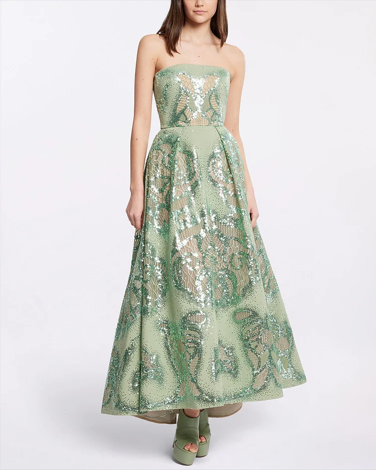 Women's Strapless Sleeveless Sequin Dress