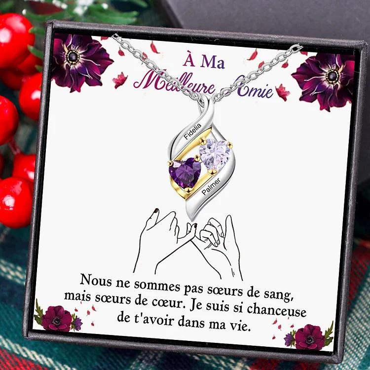 Collier Personnalisé En Argent Sterling Avec Fausses Pierres De Naissance Gravées De 1 à 6 Noms D'enfants Avec Pendentif En Forme De Cœur Pour Femme, 10, Laiton, Zircone Cubique