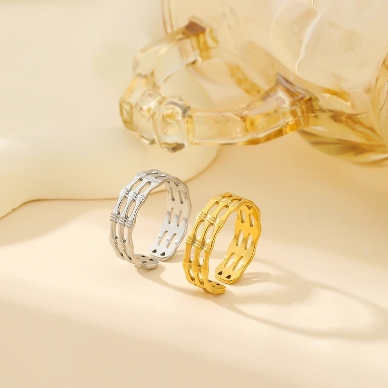 304 Stainless Steel 18K Gold Plated Classical Classic Style Plating Hollow Out Star Moon Heart Shape Open Rings