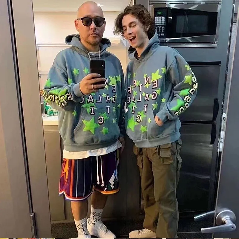 Hip Hop Streetwear Men's Star Printed Hoodie Sweatshirts-VESSFUL