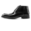 Classic Mens Black Leather Dress Boots Business