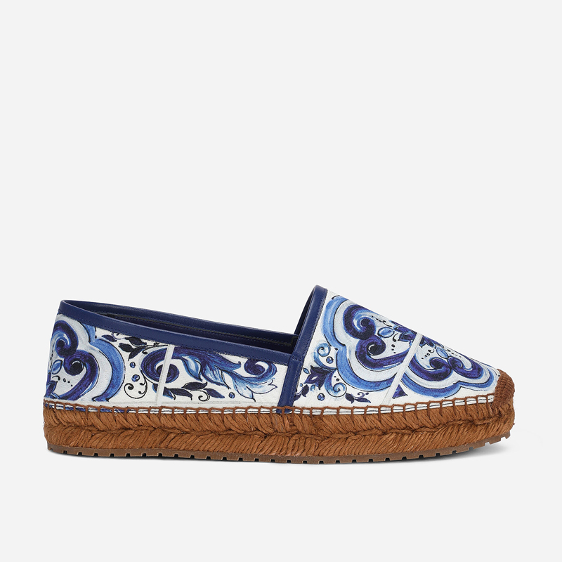 VCSHOES Blue And White Porcelain Pattern Woven Sole Flat Shoes Woman Pink Round Toe Rope Sole Espadrille Leopard Print