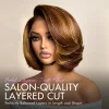 New Glueless Hightlight Brown Mixed Blonde Bob Wave Wig