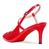 啦啦啦65mm Women Slingback Pumps Ankle Strap Jenlove Stiletto Mid Heel Close Pointed Toe Dress Red Bottoms Shoes  James Yang