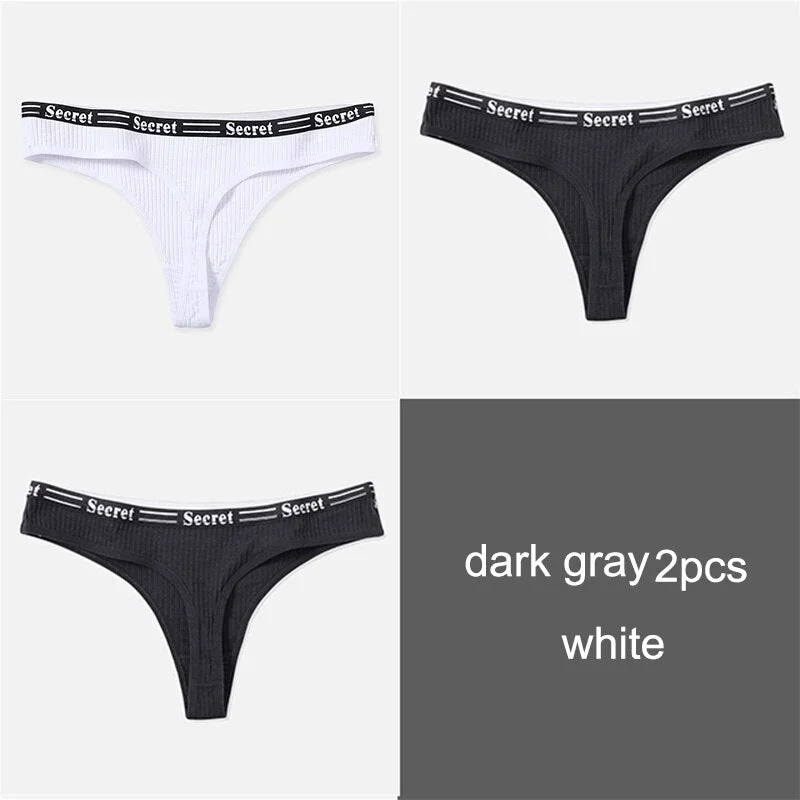 3PCS/Set Women Cotton Panties Thong Underwear G-String Underpants Sexy Briefs Lingerie Female Letter Embroidery Low Waist Pantys