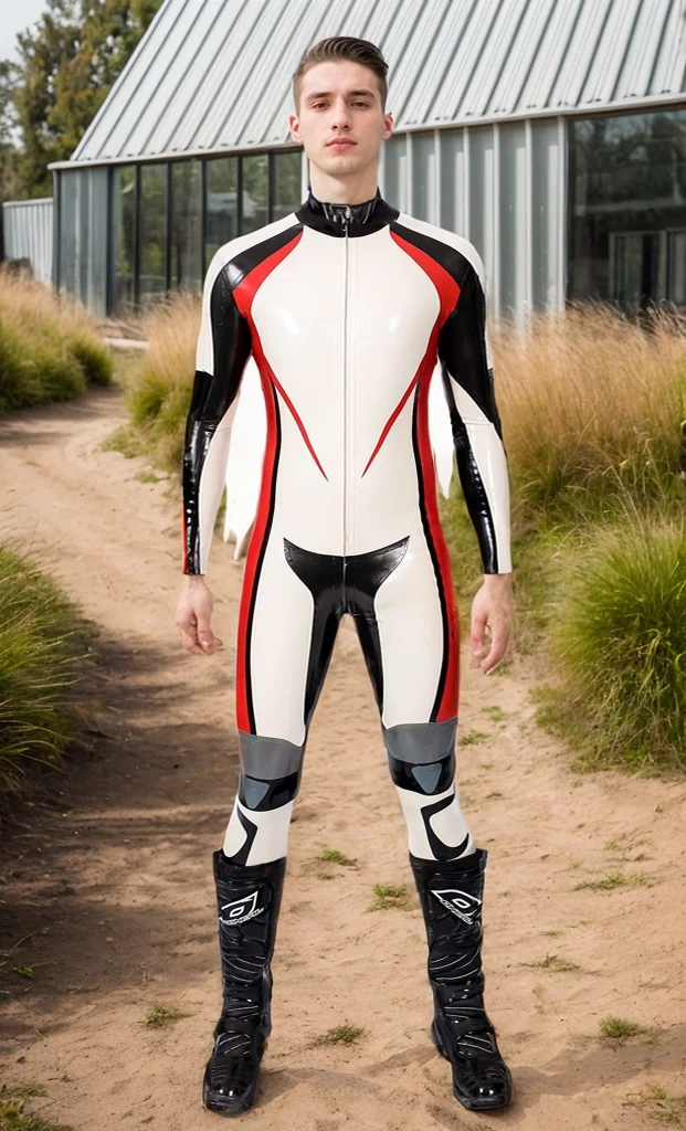 Men Latex Catsuits Motorcycle Sleek Riding Gear