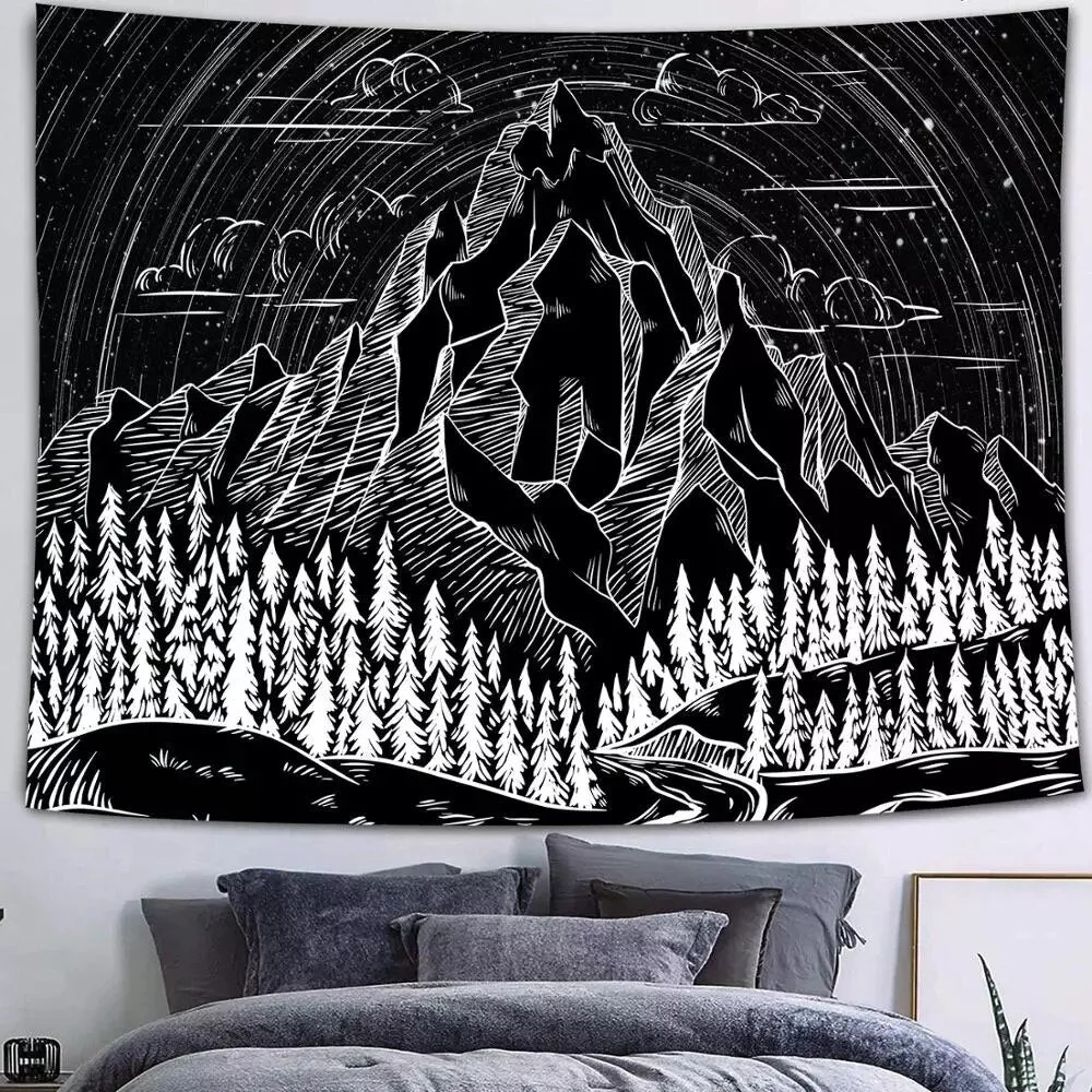 Psychedelic Galaxy Tapestry Nebula Mountains Galaxy Artwork Japanese Wildlife elk Boho Manga Wall Hanging Dorm anime tapestry