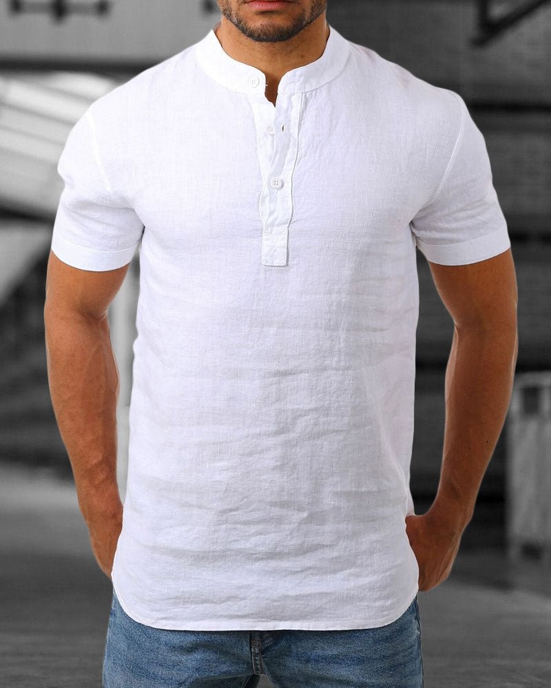 Casual Stand Collar Short Sleeve