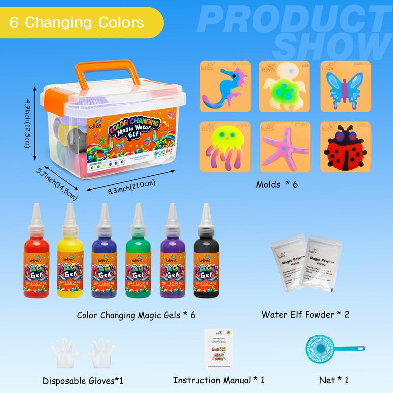 Product Introduction of Kiditos  Magic Water Elf Toy Kit with Magic Gels, Molds - Imaginative Play, Christmas Gifts, Birthday Gifts, Party Favors, and Family-Friendly DIY STEM Projects 13