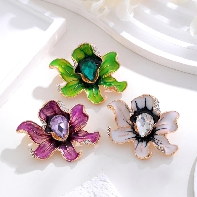 Ig Style Animal Flower Alloy Enamel Inlay Rhinestones Women’s Brooches