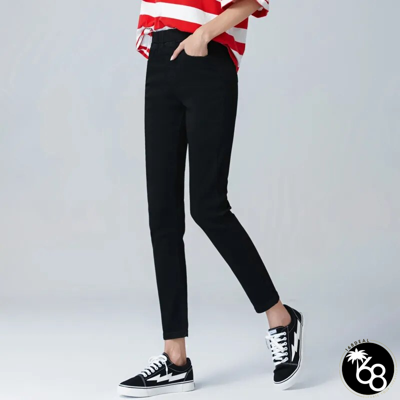 Women's Cotton High Elastic Waist Plain Pattern Casual Pants | 168DEAL