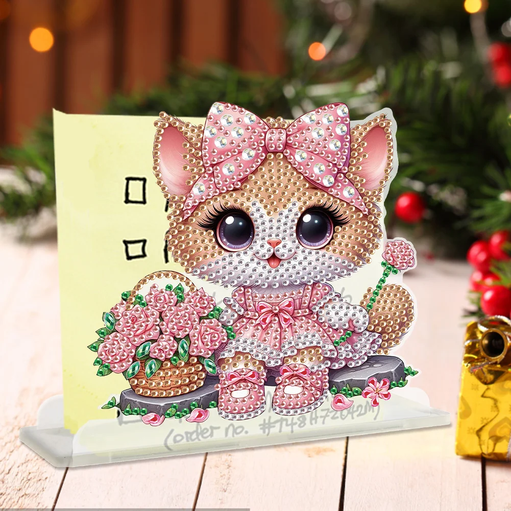 DIY Cat Diamond Painting Acrylic Napkin Rack Decor for Home Office Decor