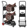 [US Local Warehouse] Rolling Horse Saddle Rack Cart with Storage Basket Saddle Pad Rack Stand 3 Tier Heavy Duty Horse Tack Organizer for Stable Storage Moving Transport Supplies