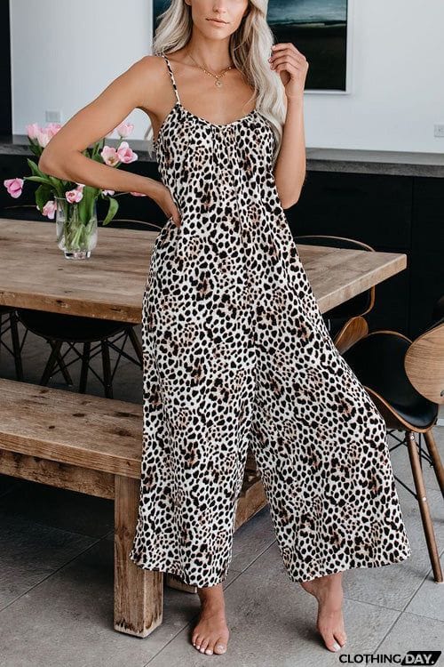 Chic Printed Sling  Backless Jumpsuit