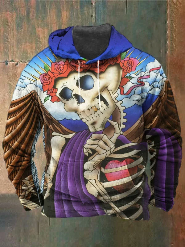 Unisex Skull Print Heavyweight Hoodies