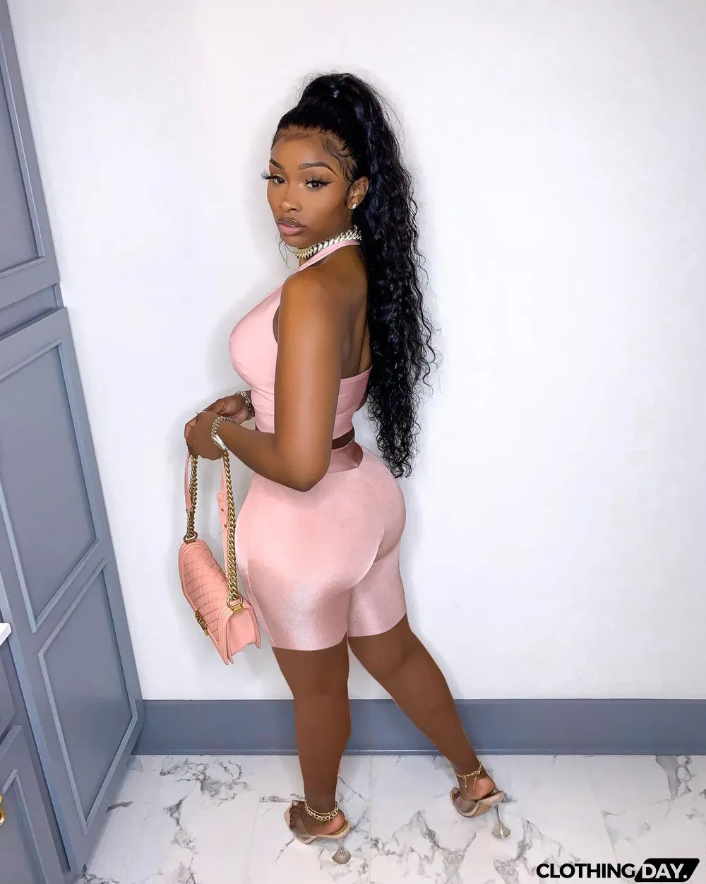 Sexy Halter Top And Hole Shorts Two Piece Sets