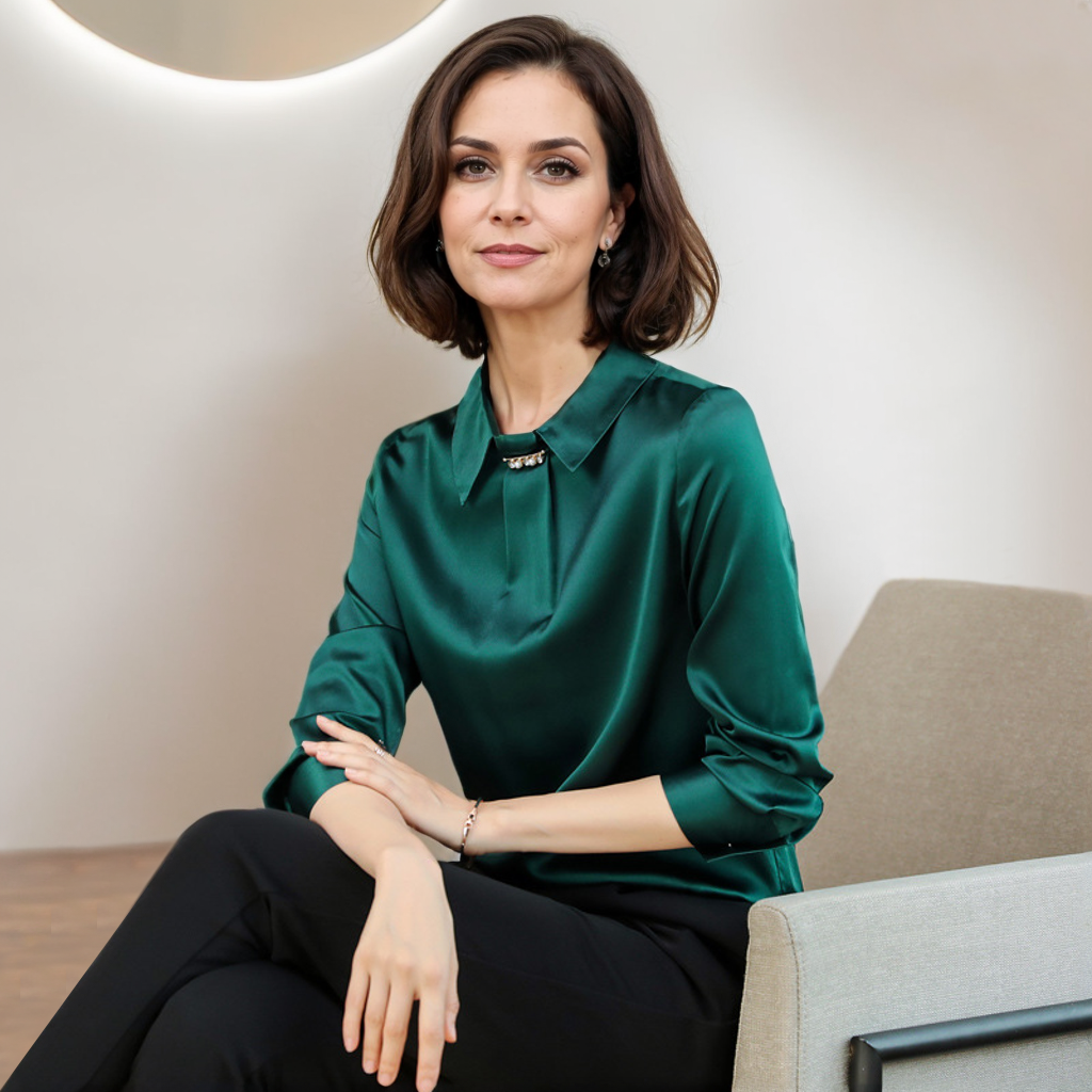 Elegant Solid Color Silk Shirt for Women REAL SILK LIFE