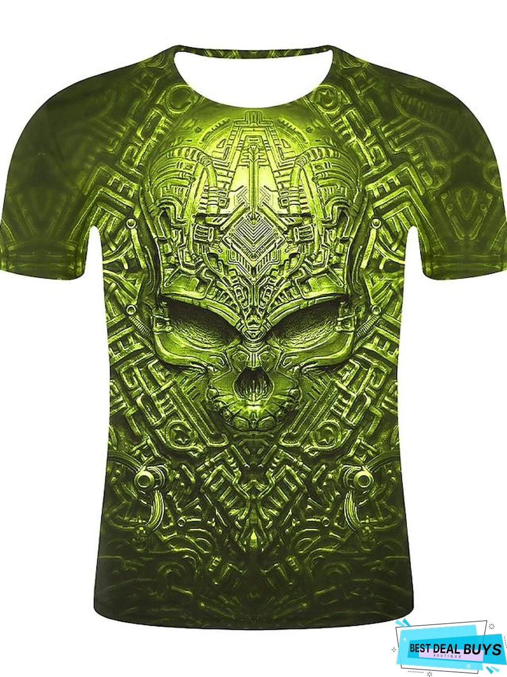 Men's T-Shirt Graphic 3D Skull Plus Size Print Short Sleeve Daily Tops Streetwear Exaggerated Round Neck