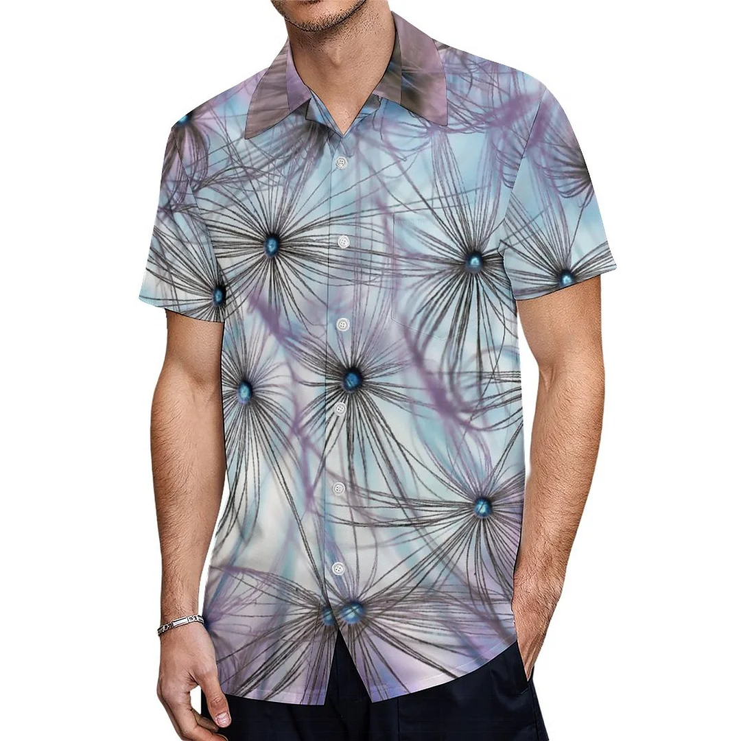 Short Sleeve Dandelion Nature Hawaiian Shirt Mens Button Down Plus Size Tropical Hawaii Beach Shirts