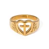 Golden Heart Shape Hollow Cross Ring