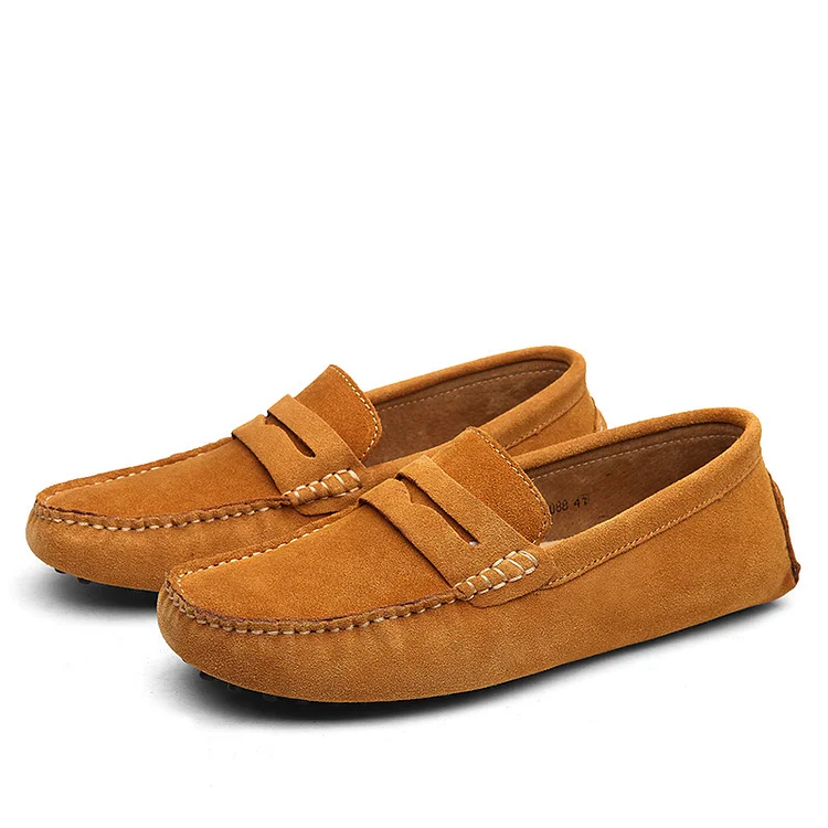 Men's Casual Solid Color Suede Flat Slip On Loafer Shoes