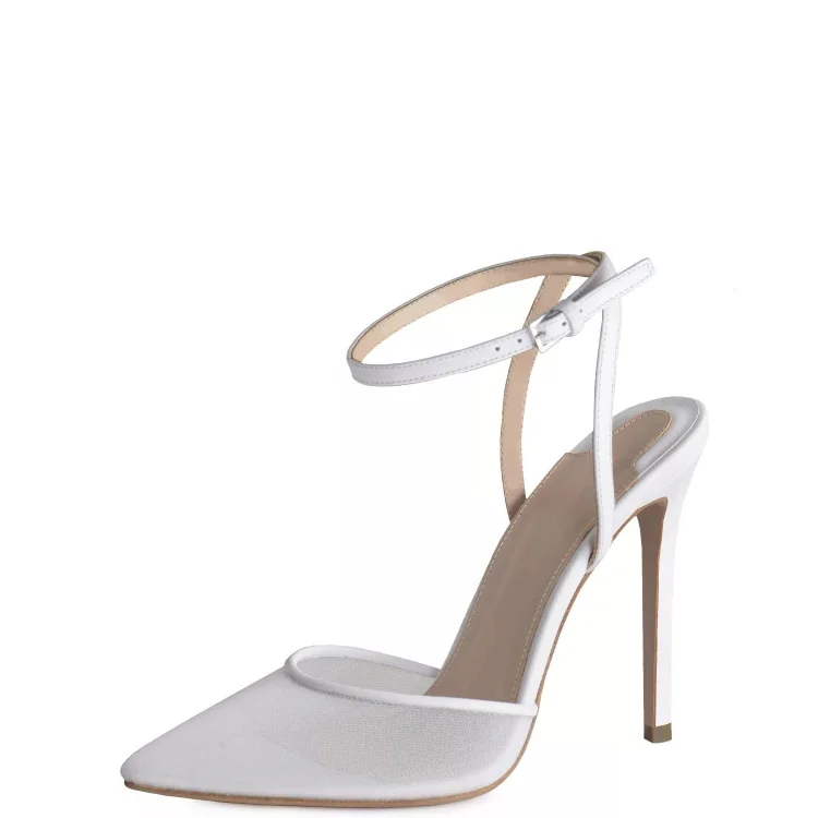 White pointed outlet toe stiletto heels