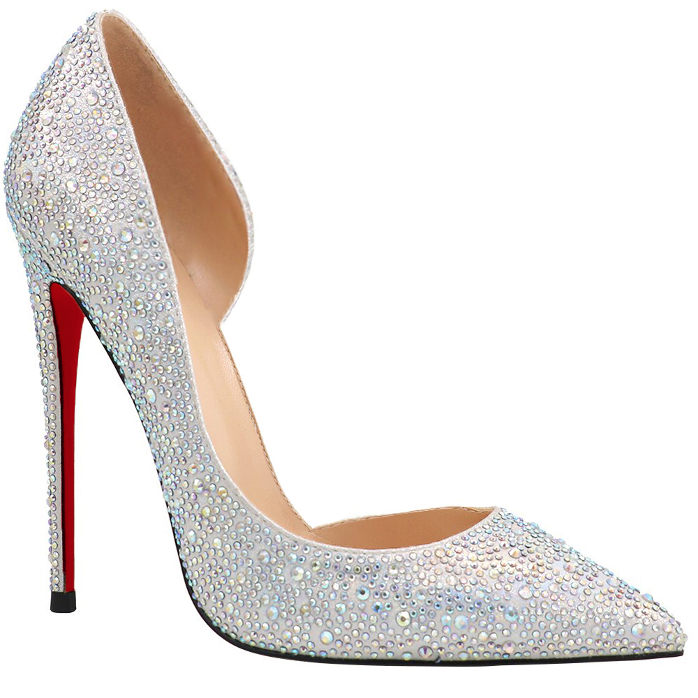 120mm Women's Classic Bridal Wedding Party Red Bottom Pumps Shine Closed Pointed Toe Heels-MERUMOTE