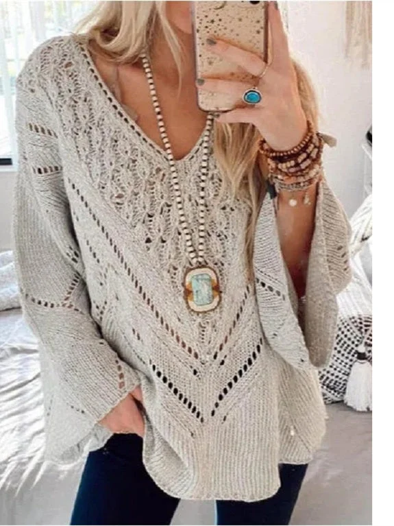 Women Long Sleeve V-neck Graphic Women Sweaters